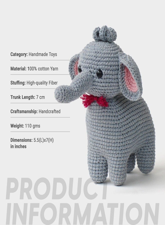 Kind Strings Handmade Crochet Elephant Soft Toy - Plush Stuffed Animal for Babies & Kids - Montessori Gift for Baby Girl or Boy - Safe, Cute & Adorable Nursery Decor - Image 4